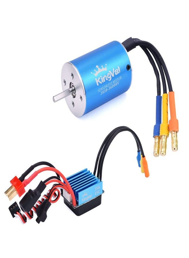 KingVal Replacement 2838 3600KV Brushless Sensorless Motor Shaft 3.175mm with 35A Brushless ESC Combo Compatible with 1/14 1/16 RC Car - Image 1